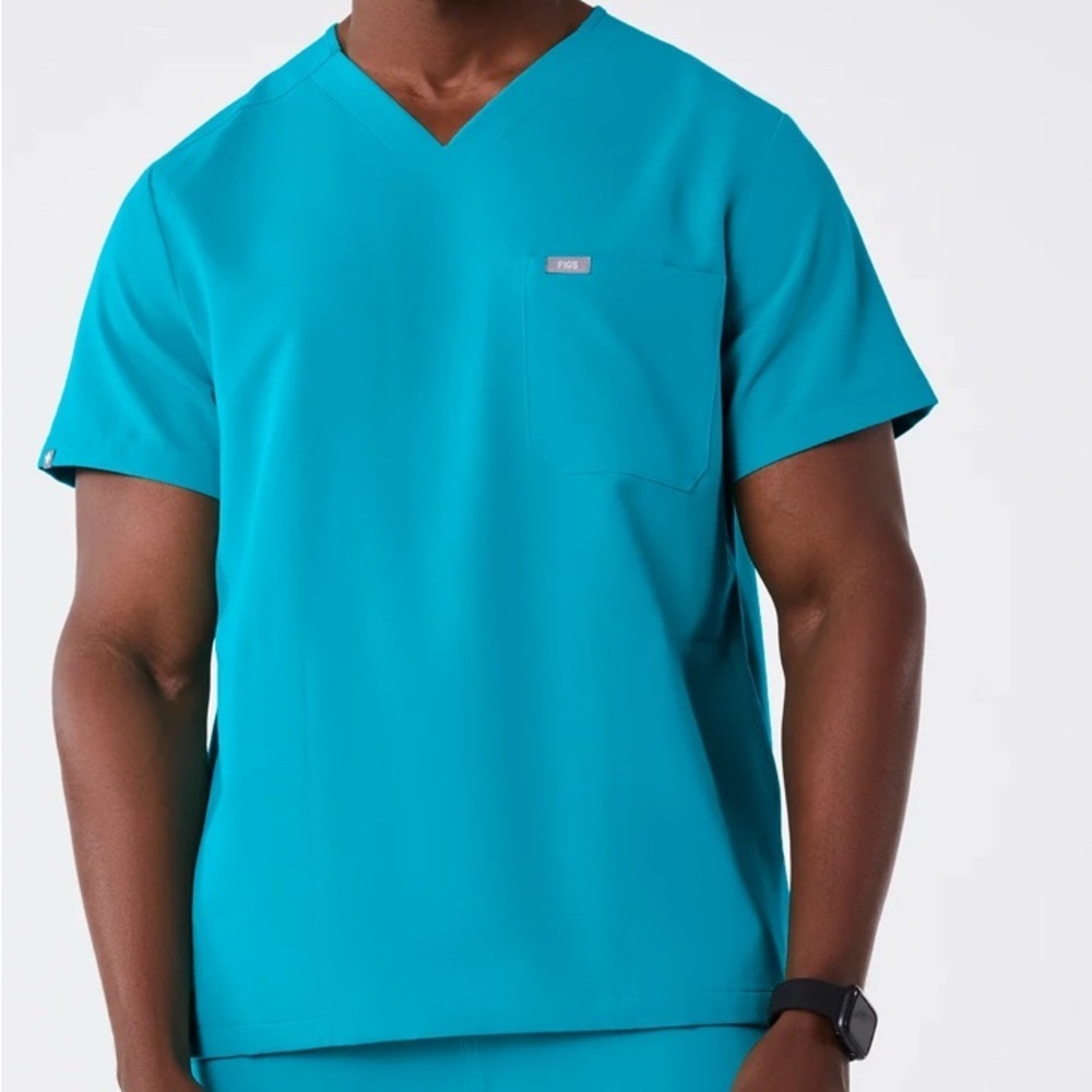 Men’s FIG scrub shirt- Turquoise blue Men’s XXL